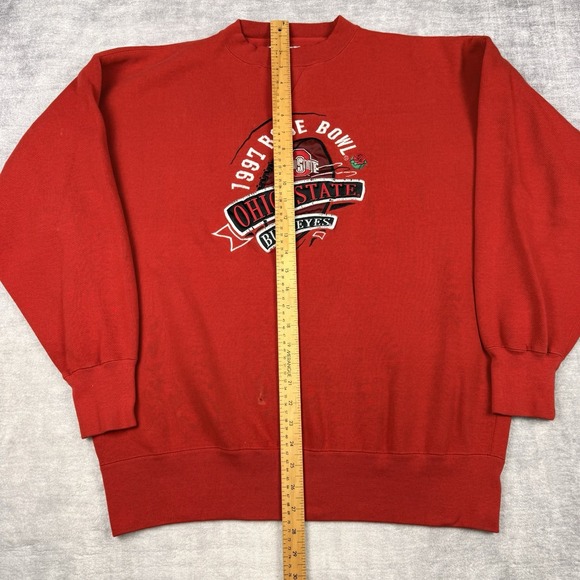 VTG Ohio State Buckeyes Sweatshirt Mens XL Red 1997 Rose Bowl All Embroidered - Picture 13 of 14